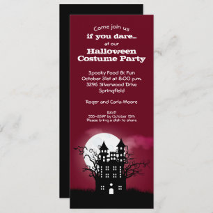 Éffrayant Haunted House Red Sky Halloween Invitati
