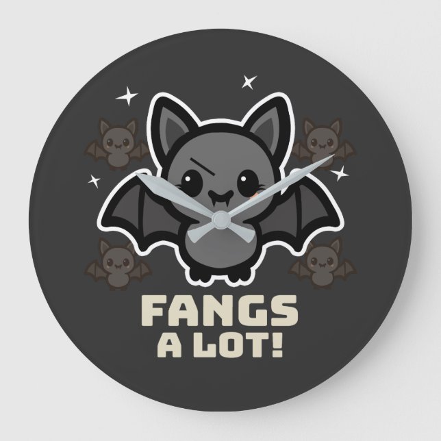 Éffrayant Kawaii Bat Halloween Grande horloge (Recto)