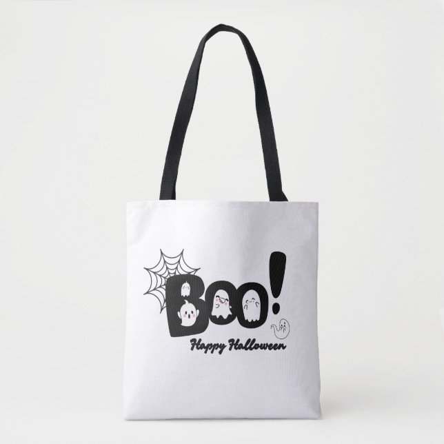 Éffrayant mignon "Boo !" Sac fourre-tout fantôme d (Devant)