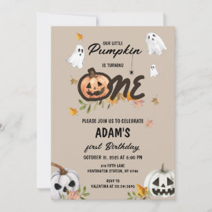 Éffrayant Petit Citrouille Invitation d'anniversai