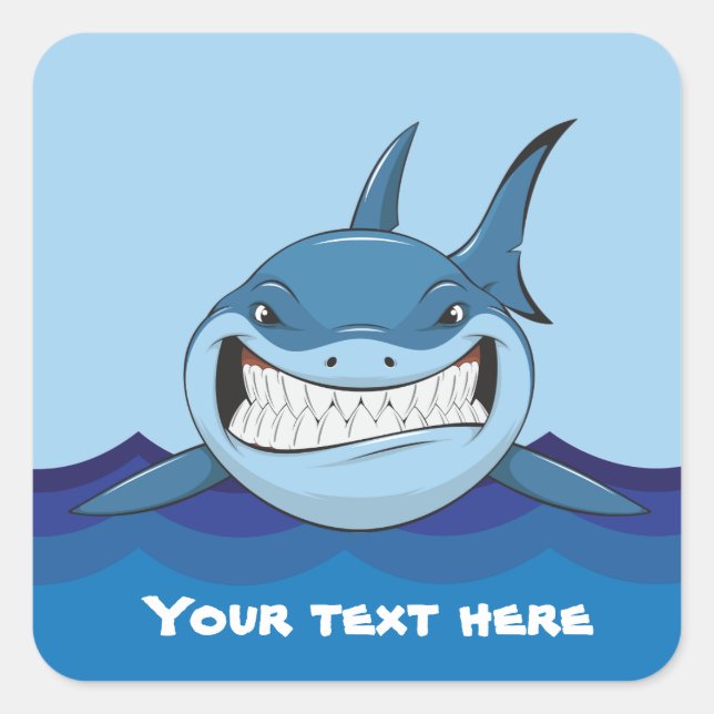 Effrayant requin ajouter Sticker Carré texte (Devant)