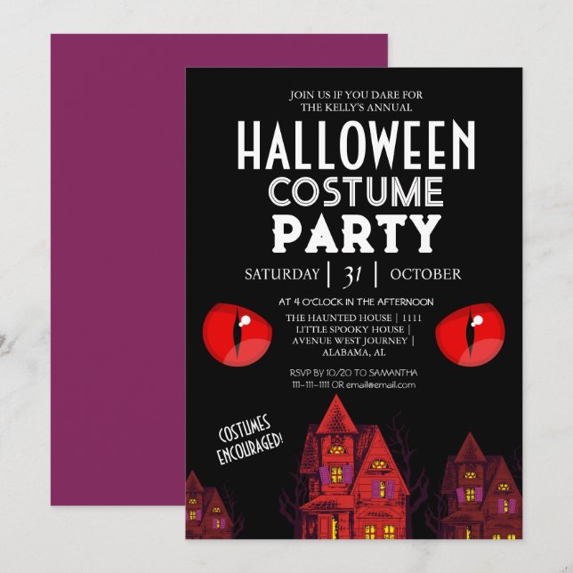 Éffrayant | Simple halloween Invitation de groupe  (Devant / Derrière)