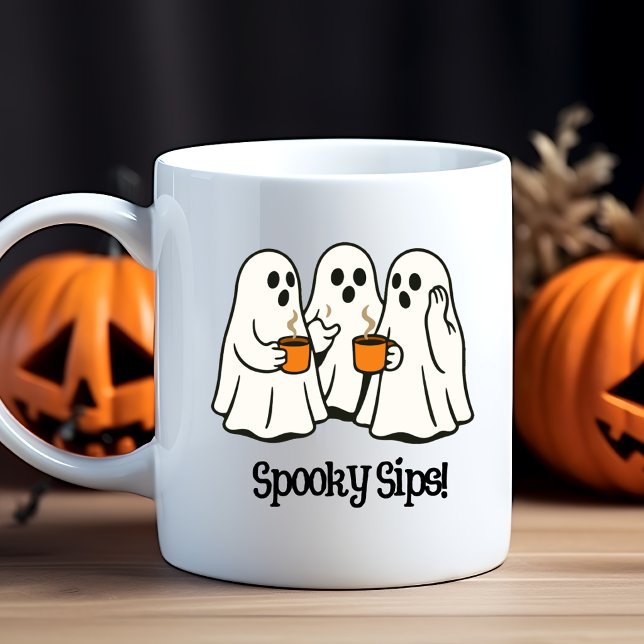 Éffrayant Sips Ghost Halloween Mug (Créateur téléchargé)