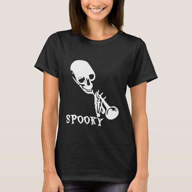 Éffrayant Skeleton Trumpet Meme T-Shirt White S (Devant)