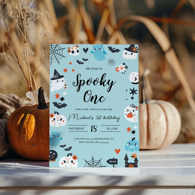 Éffrayant Un Bleu Halloween Invitation Anniversair (Créateur téléchargé)
