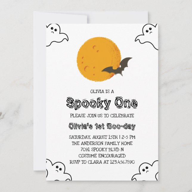 Éffrayant Un Halloween 1er Anniversaire Invitation (Devant)
