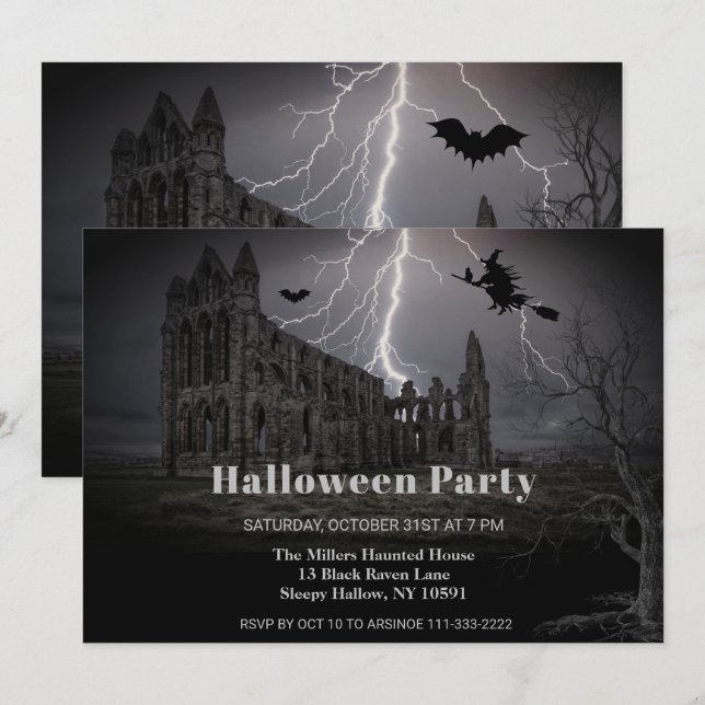 Éffrayant Vielles ruines Halloween Fête Invitation (Devant / Derrière)