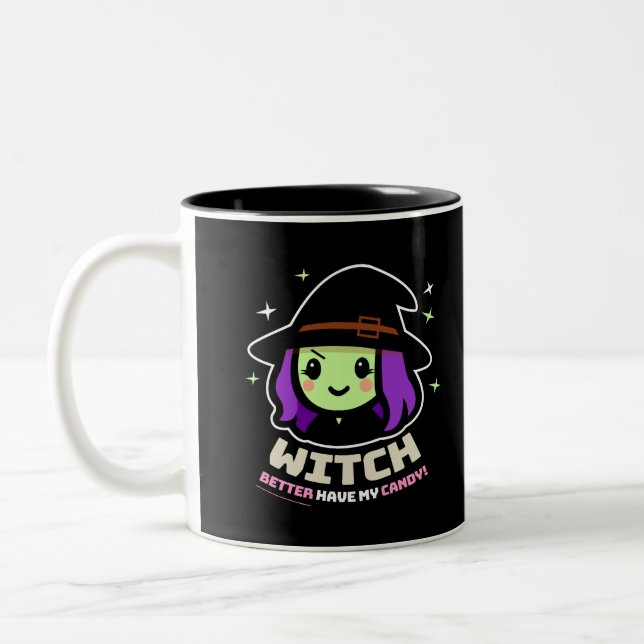 Éffrayante sorcière Kawaii Halloween café Mug (Gauche)