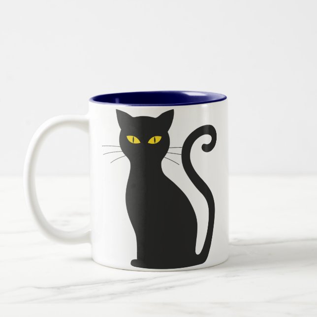 Éffrayante tasse de café de chat noir (Gauche)