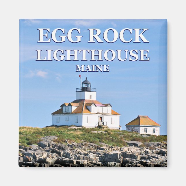 Egg Rock Lighthouse Bar Harbour Maine Magnet Carré (Devant)