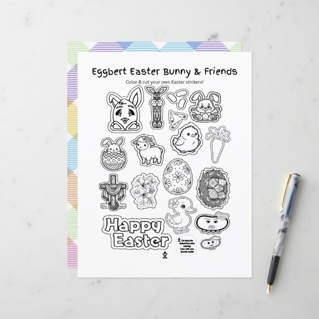 Eggbert Easter bunny and friends! Paper Sheet (Devant/Arrière en situation)