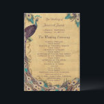 Eggplant Aqua Vintage Peacock Wedding Programme<br><div class="desc">Eggplant Aqua Vintage Peacock Wedding Programme Peacock Wedding Invitations</div>