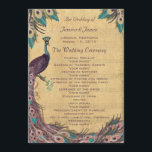 Eggplant Aqua Vintage Peacock Wedding Programme<br><div class="desc">Eggplant Aqua Vintage Peacock Wedding Programme Peacock Wedding Invitations</div>