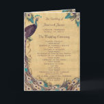 Eggplant Aqua Vintage Peacock Wedding Programme<br><div class="desc">Rustique Vintage Moyen Age Renaissance Eggplant Aqua Vintage Peacock programmes de mariage</div>