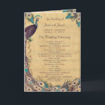 Eggplant Aqua Vintage Peacock Wedding Programme<br><div class="desc">Rustique Vintage Moyen Age Renaissance Eggplant Aqua Vintage Peacock programmes de mariage</div>