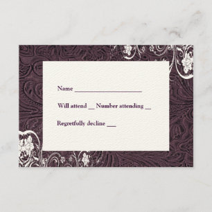 Eggplant cuir et dentelle blanche rsvp avec envelo