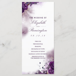 Éggplant Floral Aquarelle Programmes de mariage