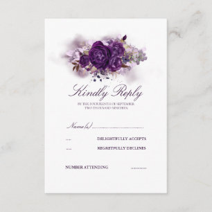 Eggplant Purple Floral Aquarelles Mariage RSVP