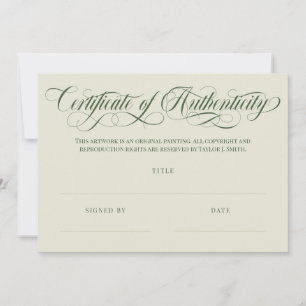 Eggshell Olive Swirls Certificat d'authenticité