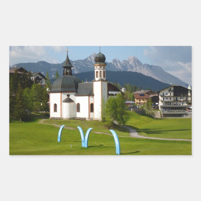 Église à Seefeld, Autriche autocollant rectangulai (Devant)