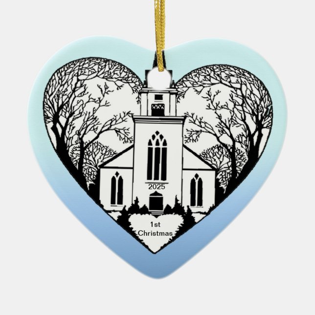 Église à un coeur - ornement personnalisable (Devant)
