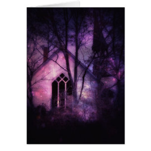 Église abandonnée ciel nuit violet art numérique