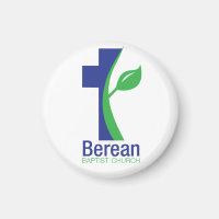 Eglise baptiste de Berean magnet ronde (blanc)