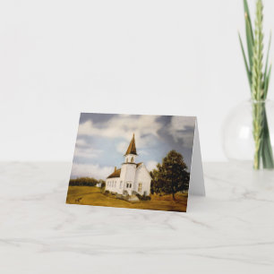 Église blanche dans la carte de note d'arrangement