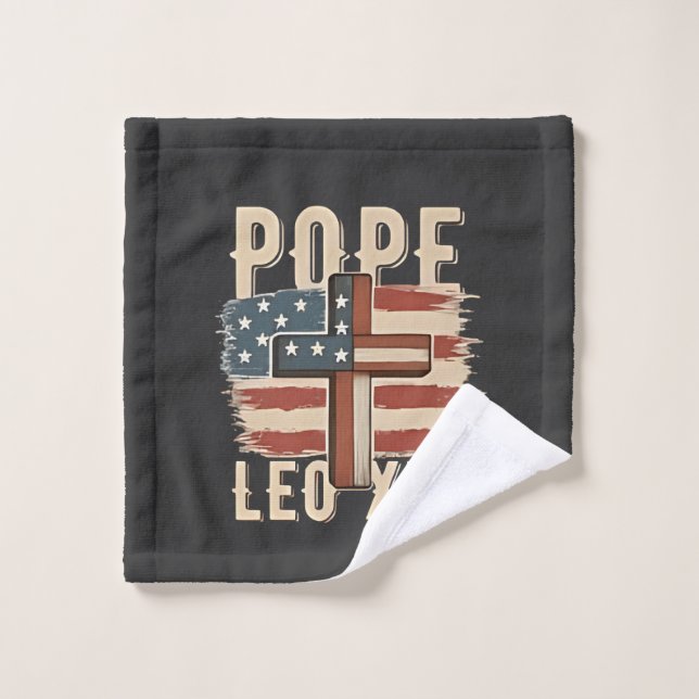 Église chrétienne du pape Léon XIV Drapeau américa (Gant de toilette)