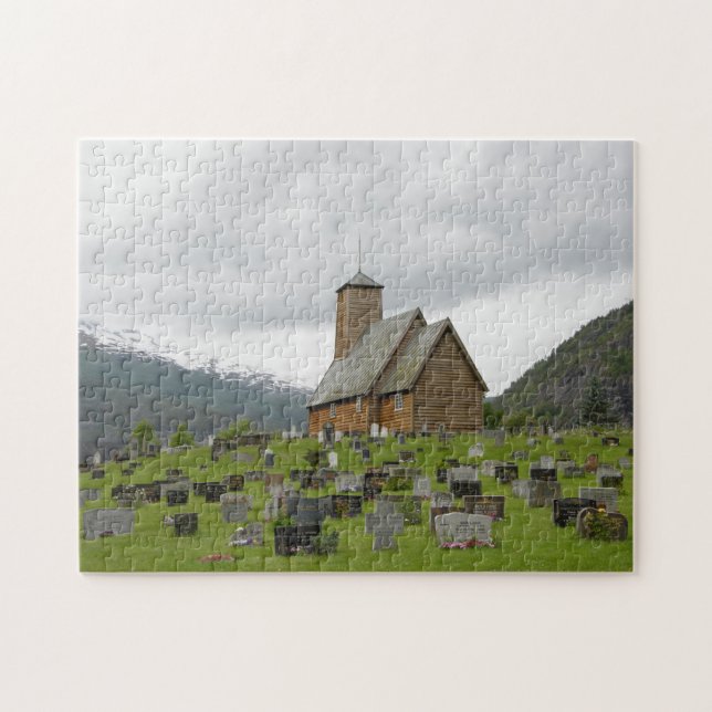 Église de barre avec le cimetière dans le puzzle (Horizontal)