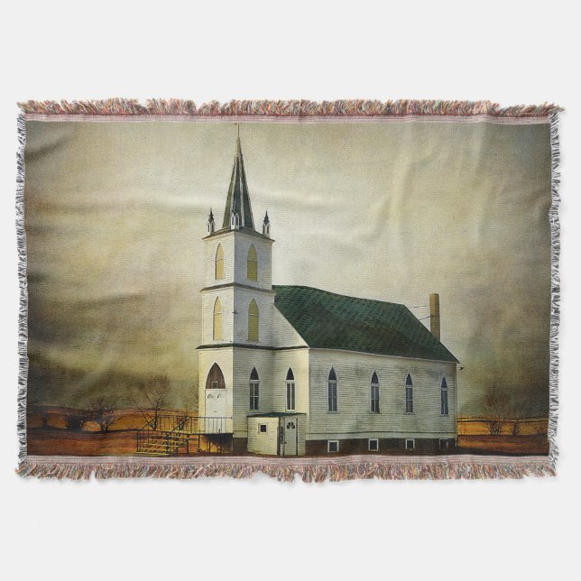 Église de campagne texturée Jeter la couverture (Devant)