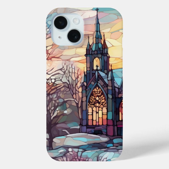 Eglise en verre tendu iPhone 15 à peine Coque (Verso)