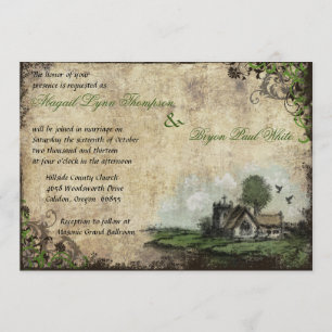 Église Green Vintage Mariage Invitation