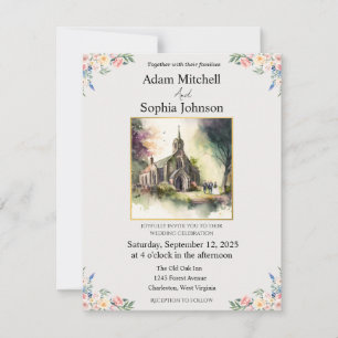 Église traditionnelle Mariage d'aquarelle Invitati