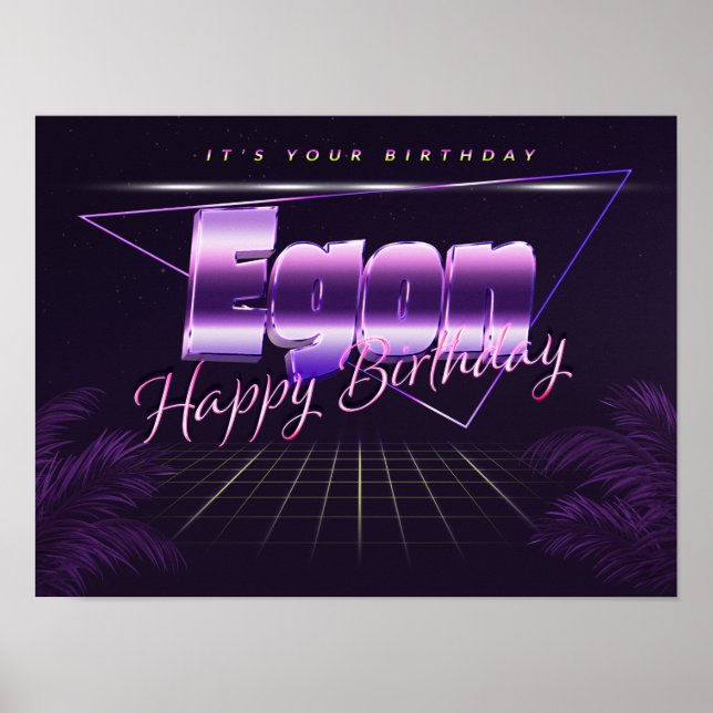 Egon Nom Vorname lila retro Poster Geburtstag (Devant)