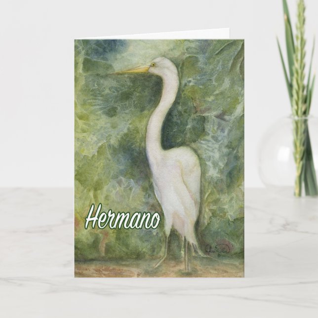 Egret blanc sauvage Hernano carte D-Day Espagnol (Devant)
