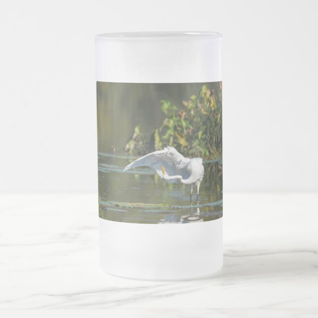 Egret Wing Exam Frosted Glass Beer Mug (Centre)