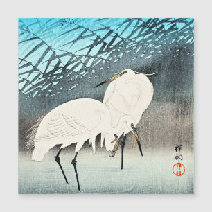 Egrets et roseaux, art d'Ohara Koson