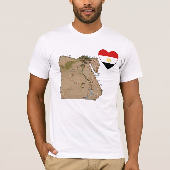 Egypte Drapeau Coeur et carte T-shirt (Devant)