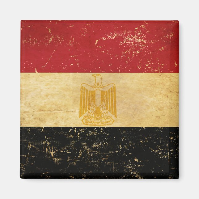 Égypte Drapeau Vintage Grunge Design Magnet (Devant)