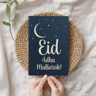 Eid Al Adha Moubarak Carte de vœux élégante bleue