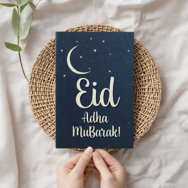 Eid Al Adha Moubarak Carte de vœux élégante bleue (Créateur téléchargé)
