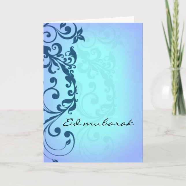 Eid moubarak - carte bleue de voeux (Devant)