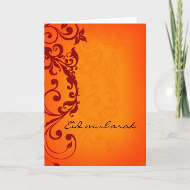 Eid moubarak - carte de voeux orange rouge (Devant)