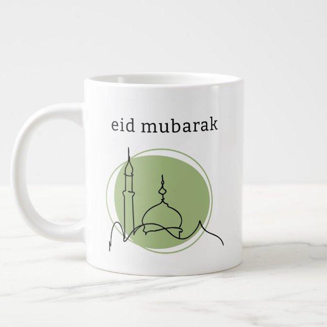 Eid Moubarak Grand Mug - Mosquée Ligne Art (Gauche)