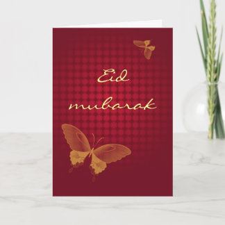 Eid Mubarak - de rouge carte de voeux butterly