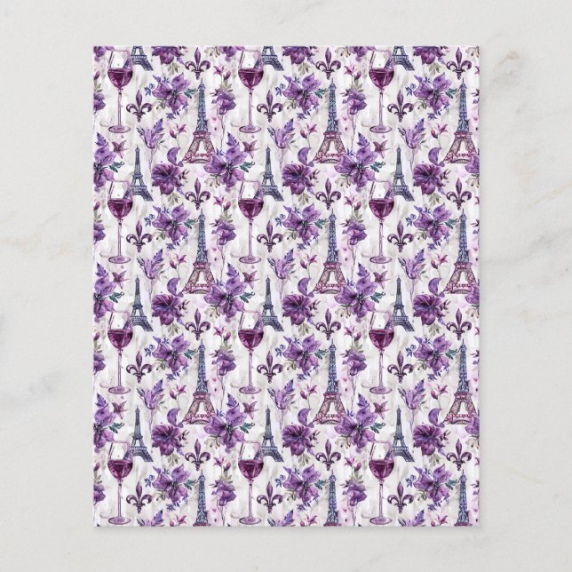 Eiffel Tour & Vin Aquarelle Papier papier (Devant)