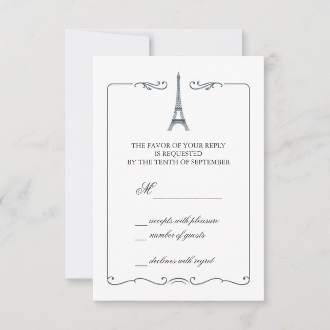 Eiffel Tower Elegant RSVP Card Invitation (Devant)