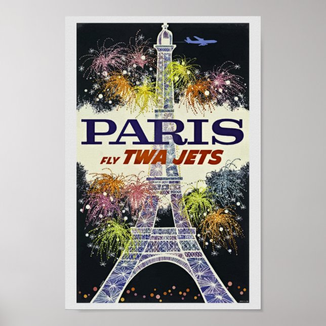 Eiffel Tower Paris France Vintage Travel Poster (Devant)