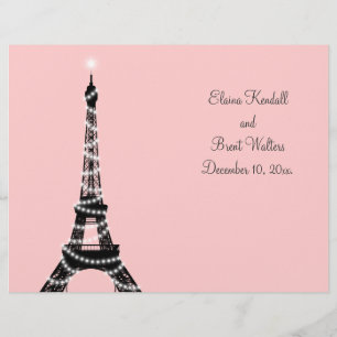 Eiffel Tower Twinkles Wedding Program (rose)